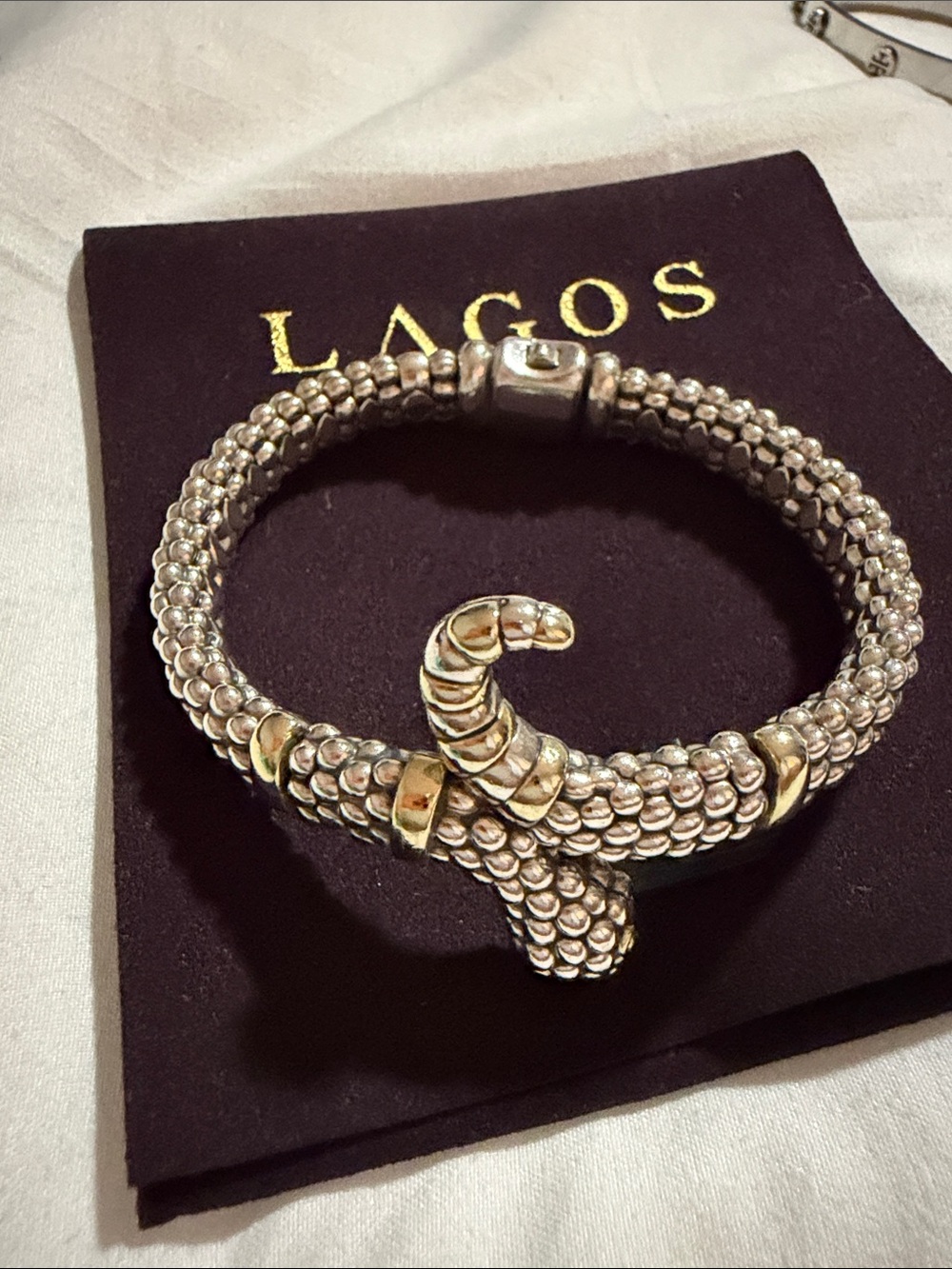 LAGOS Two-Tone caviar Snake Cuff Bracelet